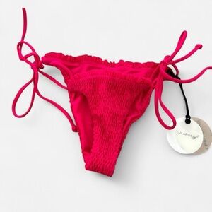Revolve x Tularosa Lacey Magenta ruched tie side bikini Bottoms xxs NEW